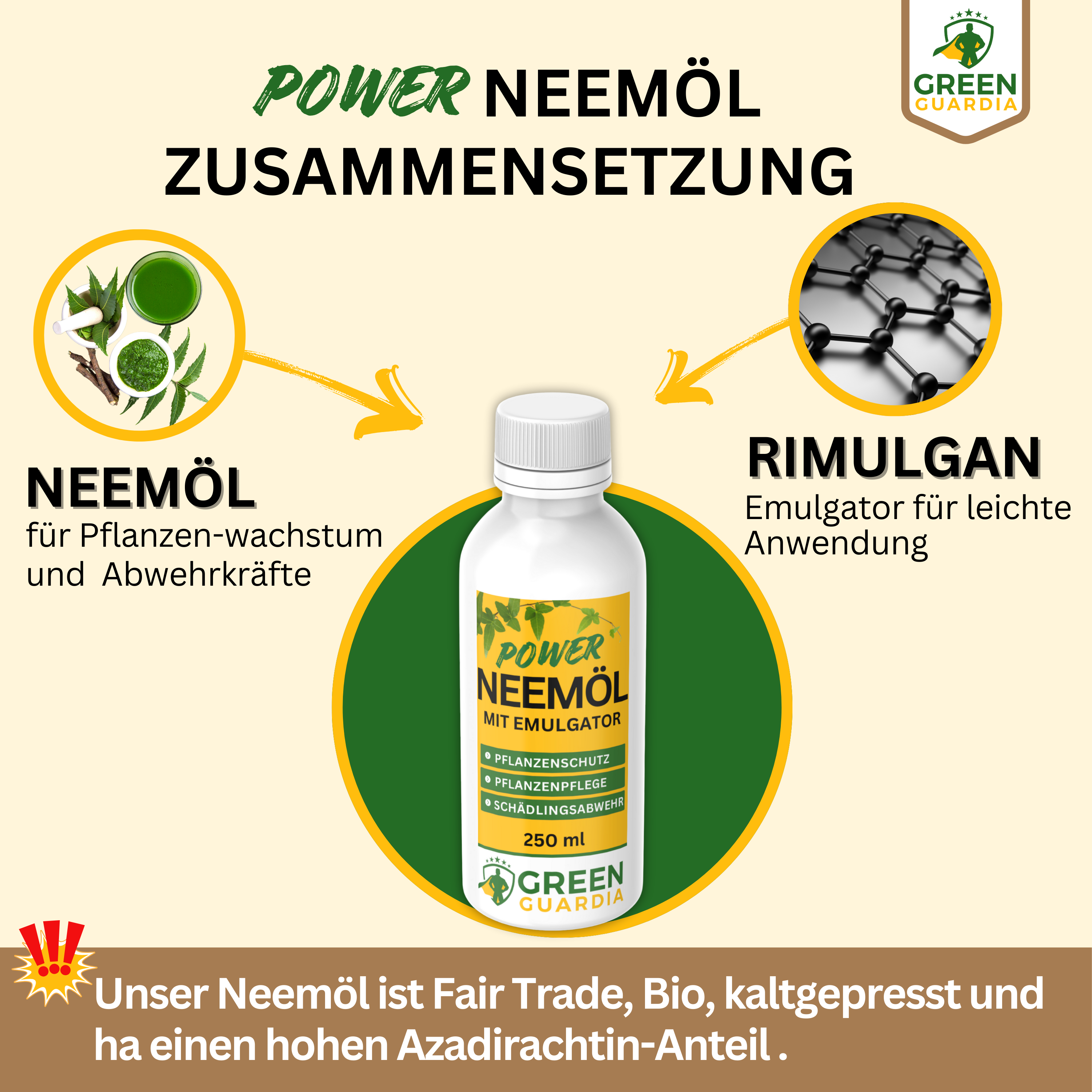 Power Neemöl mit Emulgator für Zimmerpflanzen & Garten