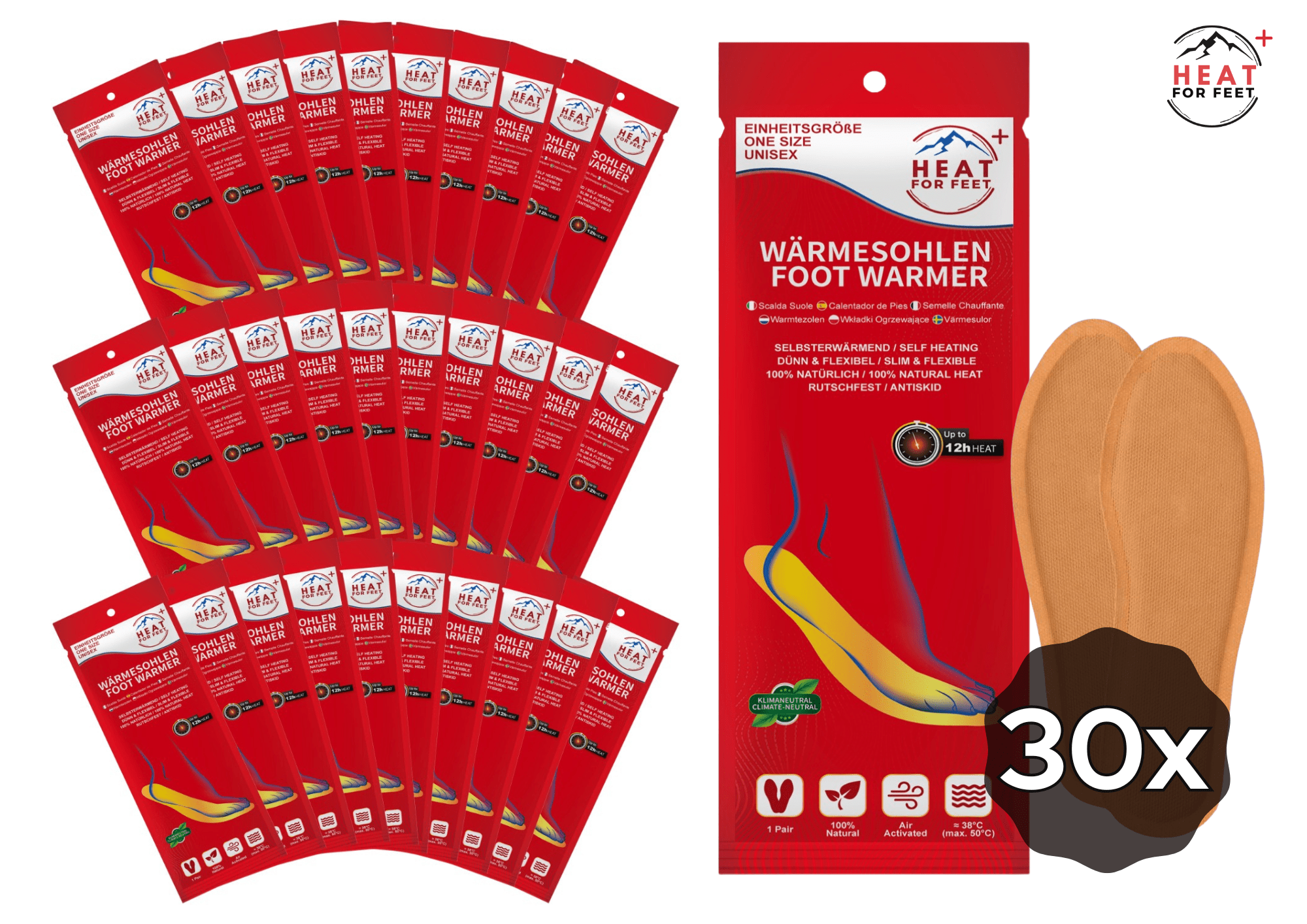 Heat for Feet, 10 Paar Wรคrmesohlen, bis zu 12 Std. Wรคrme, Einheitsgrรถรe 36 - 46, dรผnn & flexibel, Sohlenwรคrmer,Sofort wรคrmende Einlegesohlen,Schuhwรคrmer - Green Guardia - Ihr Experte fรผr Schรคdlinge und Pflanzen