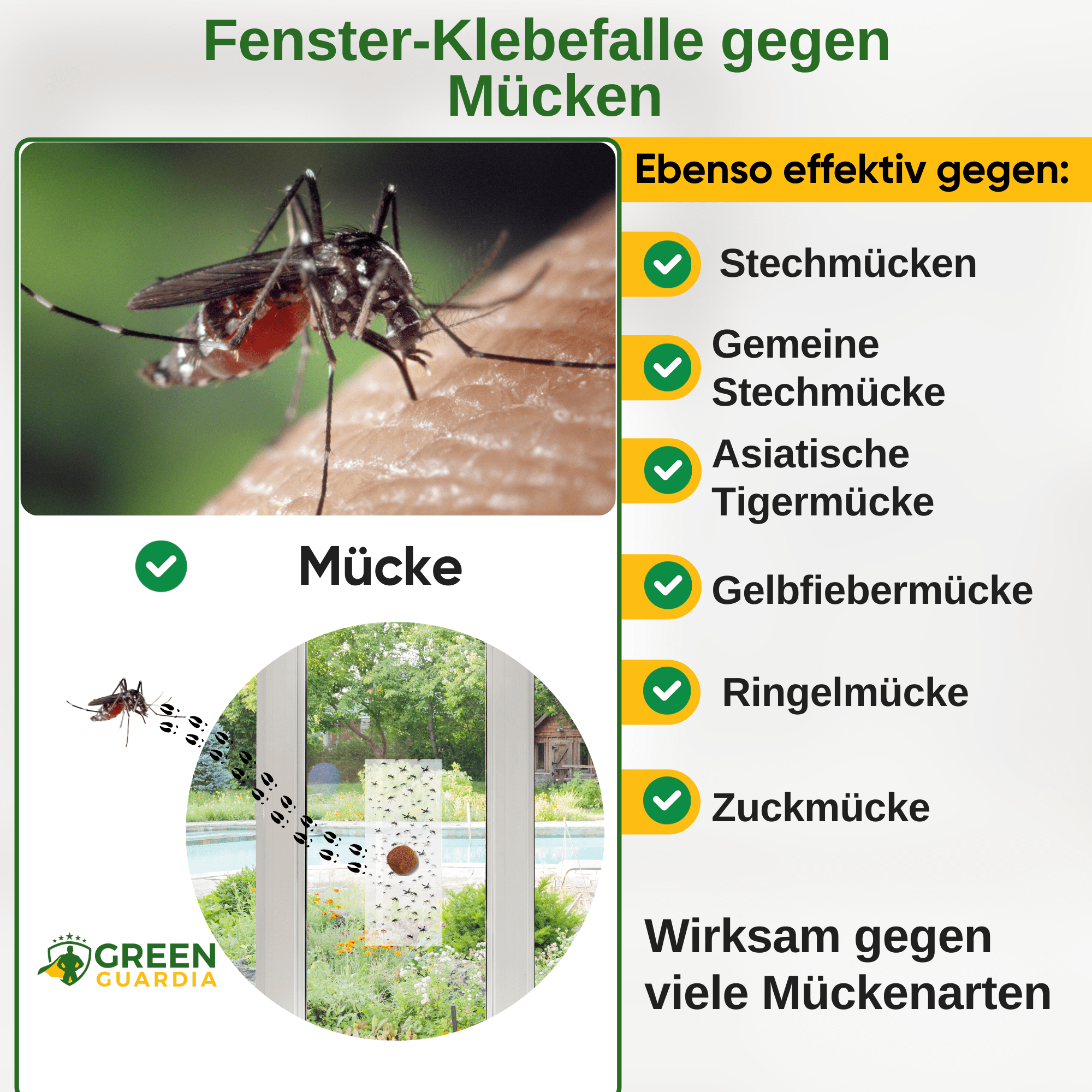 Mücken Fenster - Falle mit Spezial - Lockstoff - Green Guardia - Ihr Experte für Schädlinge und Pflanzen