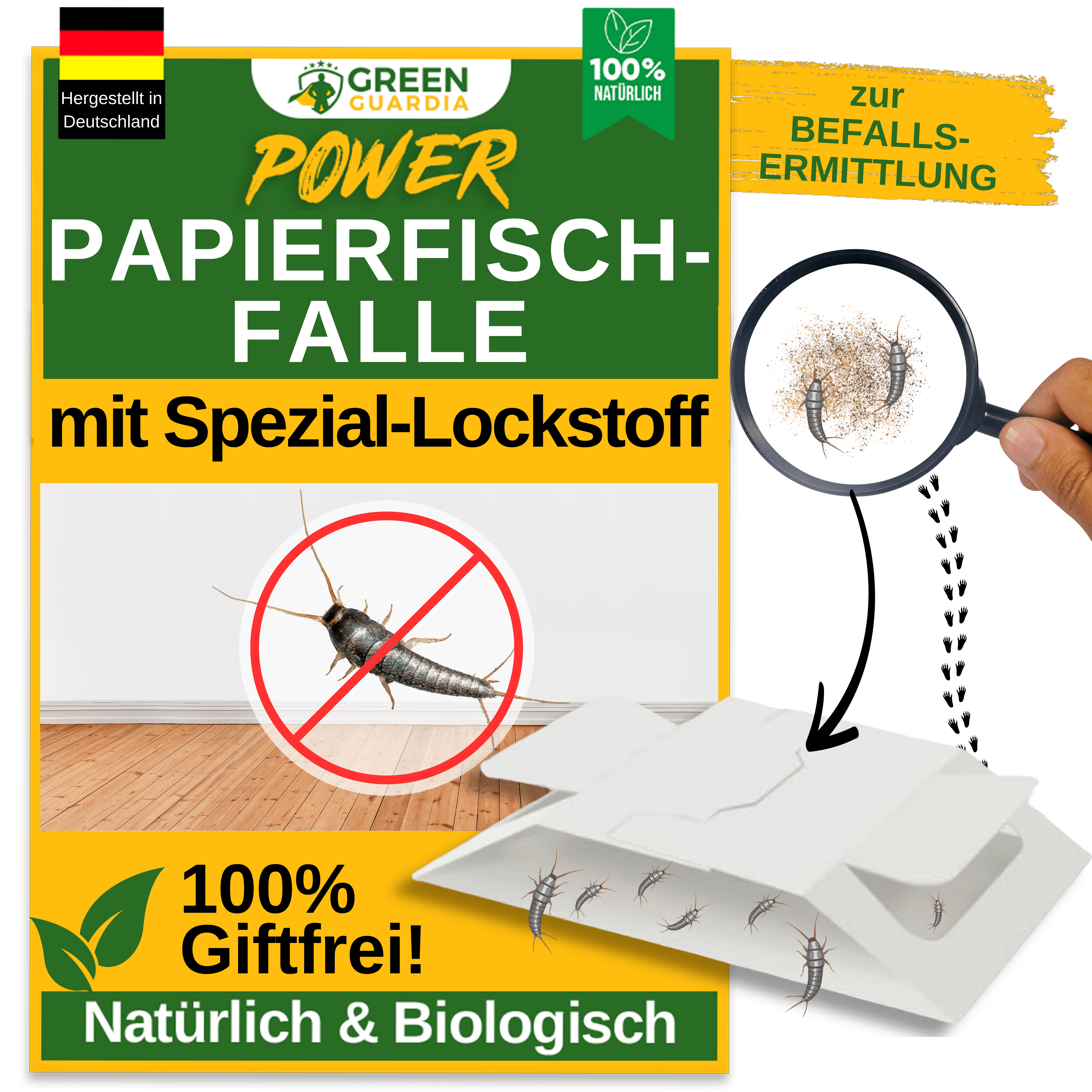 Papierfisch Falle mit Spezial - Lockstoff - Green Guardia - Ihr Experte für Schädlinge und Pflanzen