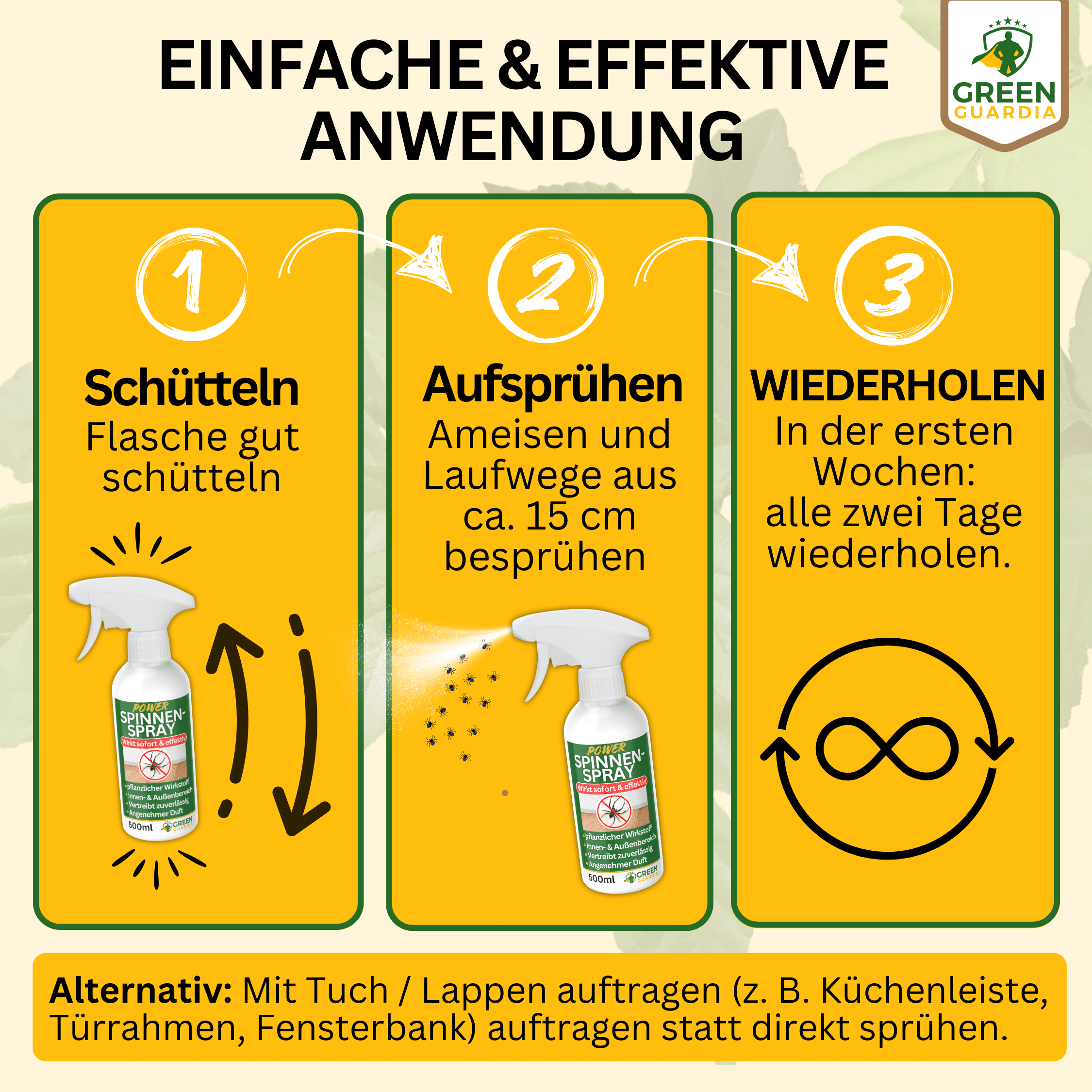 Spinnen Abwehrspray Power - Konzentrat - Green Guardia - Ihr Experte für Schädlinge und Pflanzen