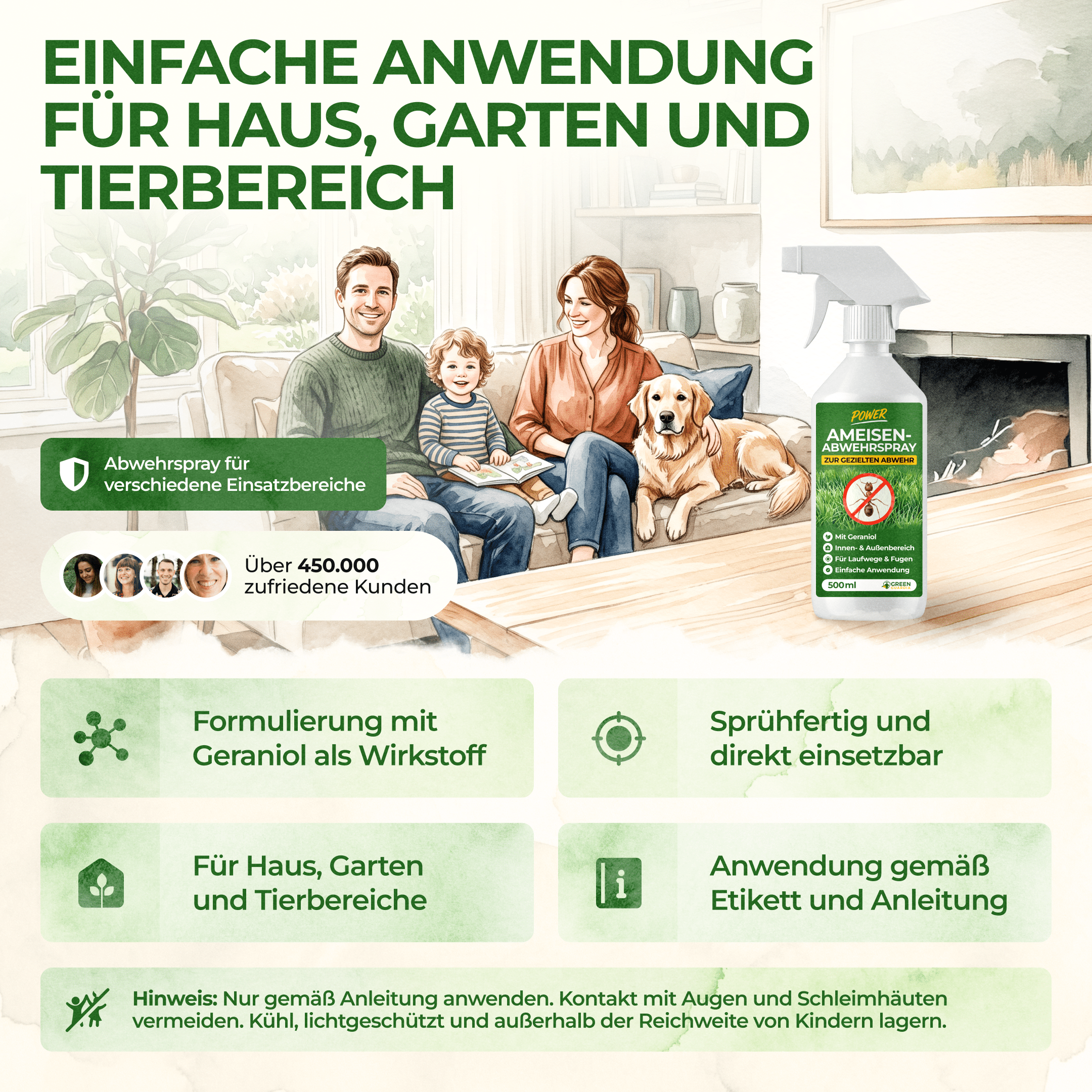 Ameisen Abwehrspray Power-Konzentrat - 500ml - Green Guardia - Ihr Experte für Schädlinge und Pflanzen
