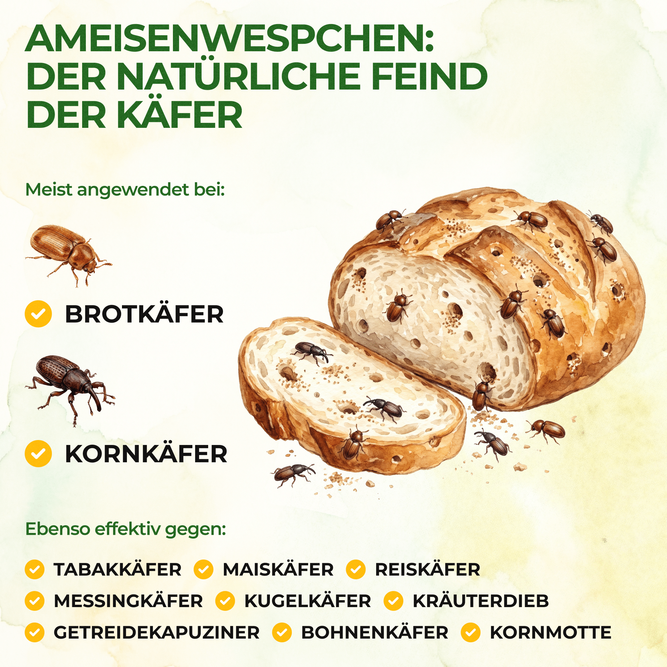 Ameisenwespchen gegen Brotkäfer, Tabakkäfer & Co. - Green Guardia - Ihr Experte für Schädlinge und Pflanzen