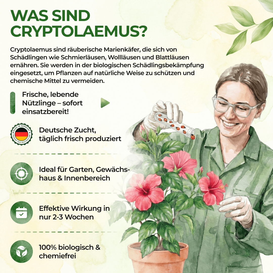 Australischer Marienkäfer gegen Wollläuse, Schmierläuse & Blattläuse - Green Guardia - Ihr Experte für Schädlinge und Pflanzen