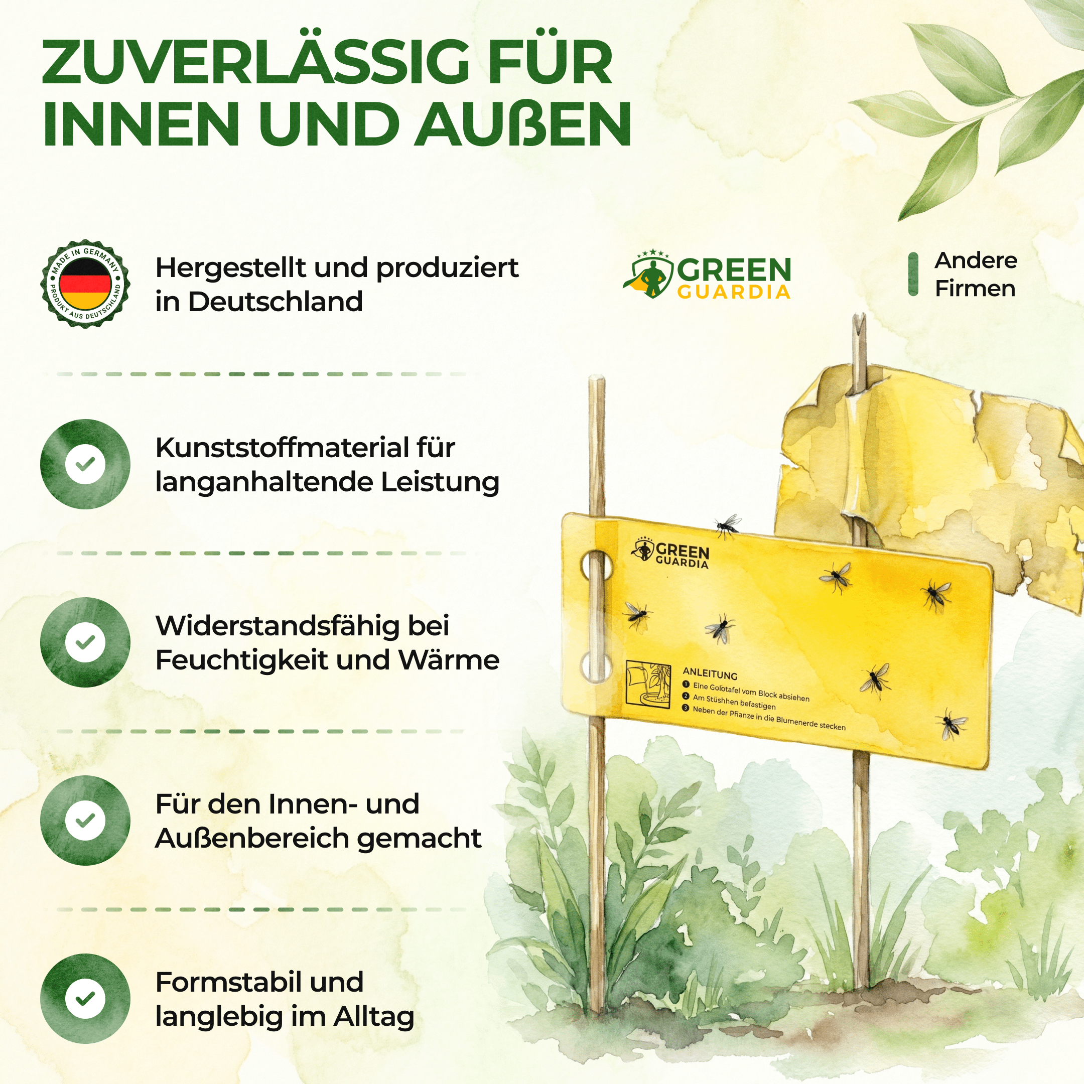zieht bambus mücken an Gelbsticker (10x Stück inkl. Bambusstäbchen)