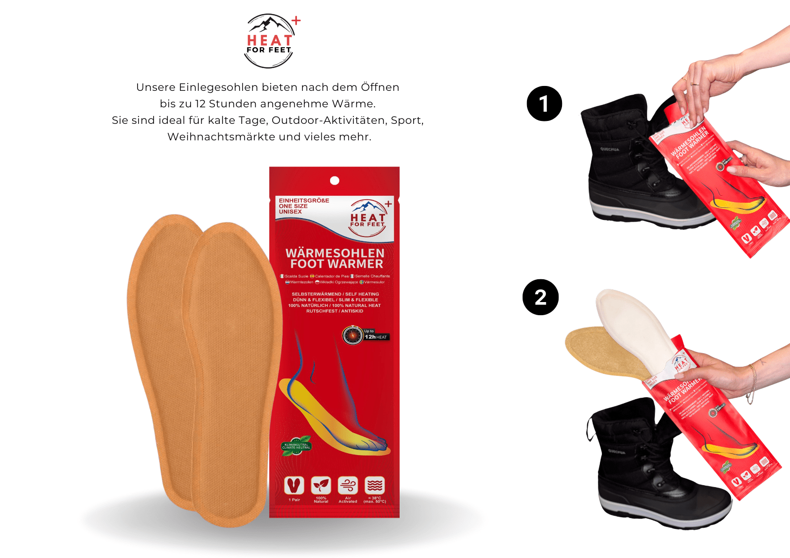 Heat for Feet, 10 Paar Wärmesohlen, bis zu 12 Std. Wärme, Einheitsgröße 36 - 46, dünn & flexibel, Sohlenwärmer,Sofort wärmende Einlegesohlen,Schuhwärmer - Green Guardia - Ihr Experte für Schädlinge und Pflanzen