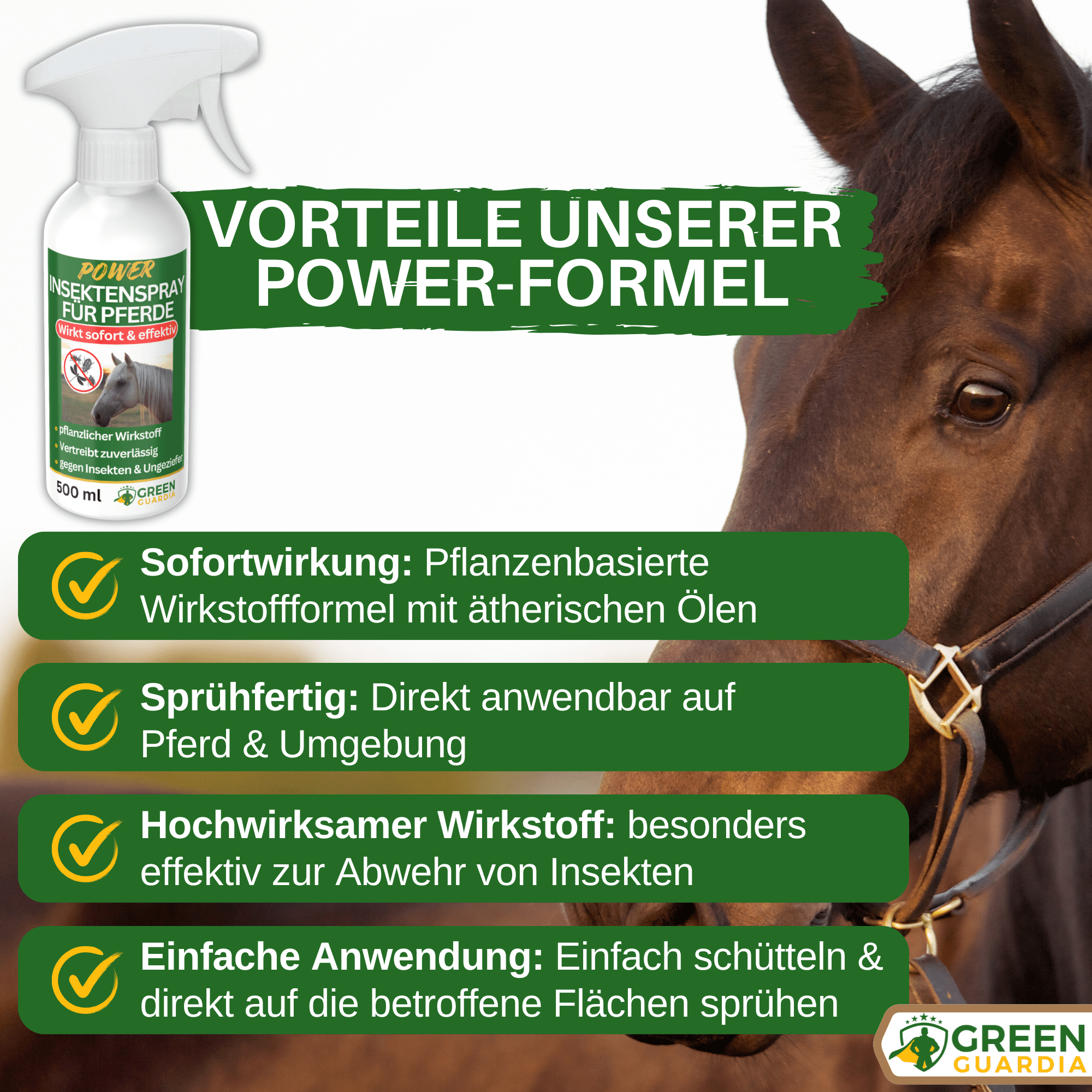 Insekten Abwehrspray Power - Konzentrat für Pferde - Green Guardia - Ihr Experte für Schädlinge und Pflanzen