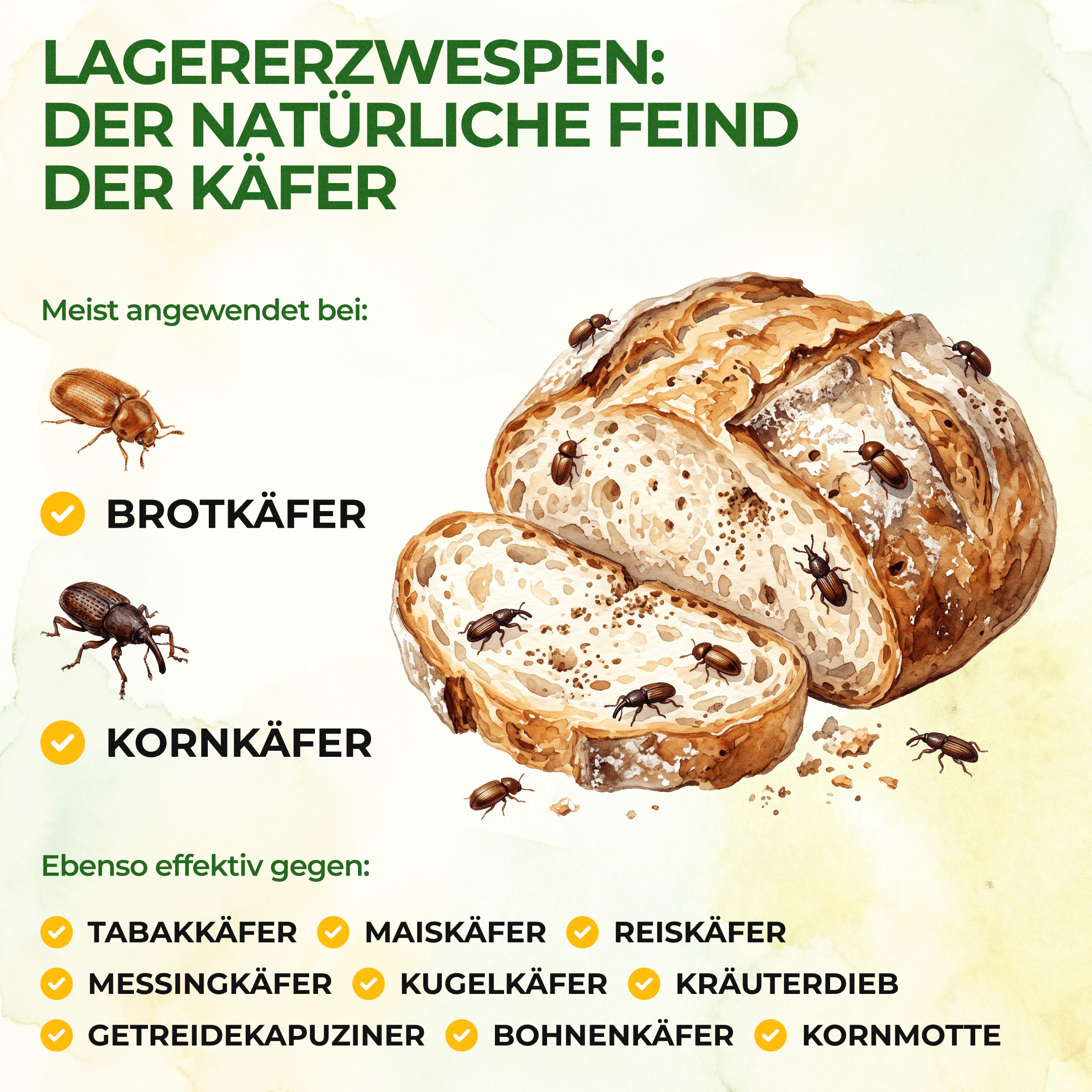 Lagererzwespen gegen Brotkäfer, Reiskäfer & Co. - Green Guardia - Ihr Experte für Schädlinge und Pflanzen