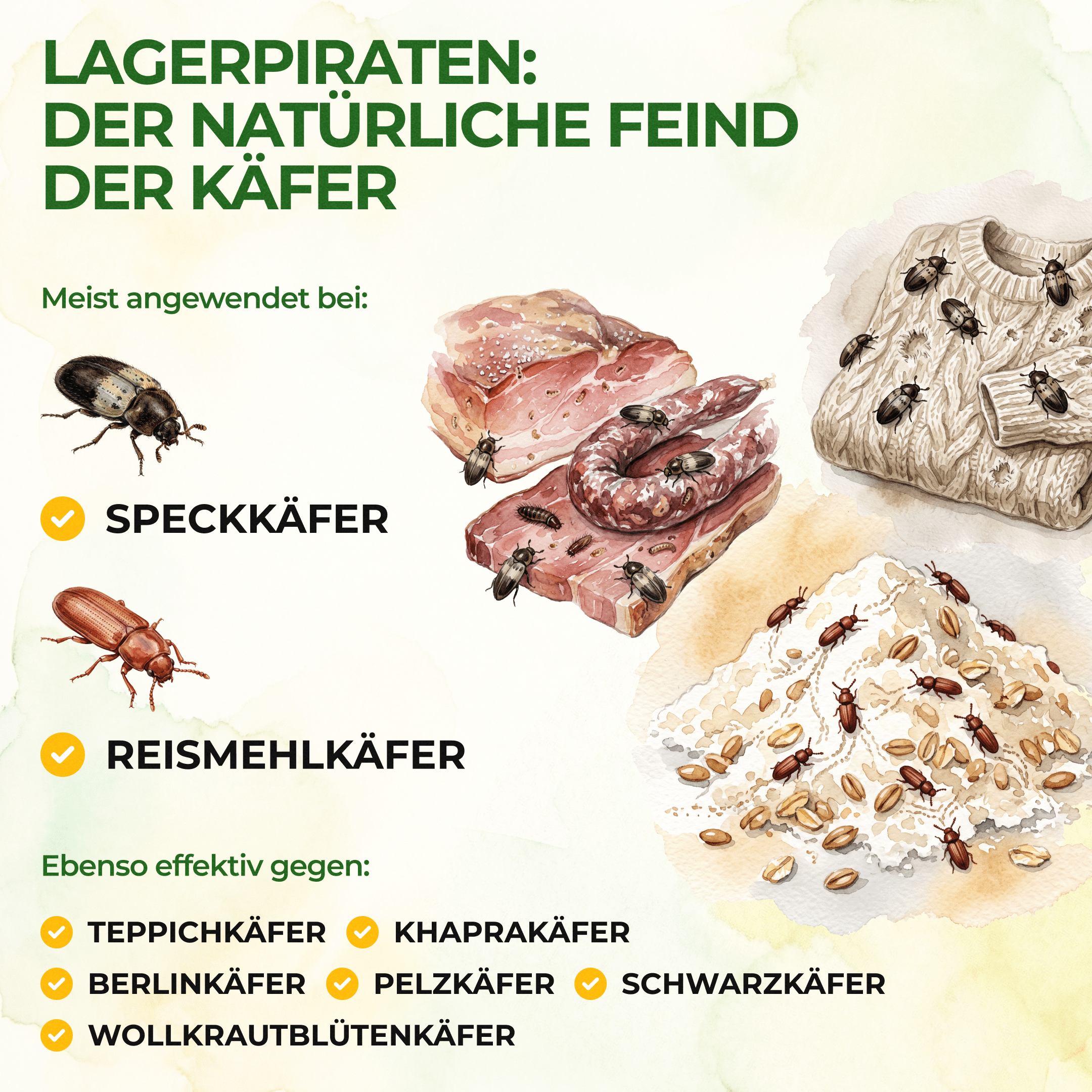Lagerpiraten gegen Speckkäfer, Reismehl-/, Pelz-/ & Teppichkäfer - Green Guardia - Ihr Experte für Schädlinge und Pflanzen