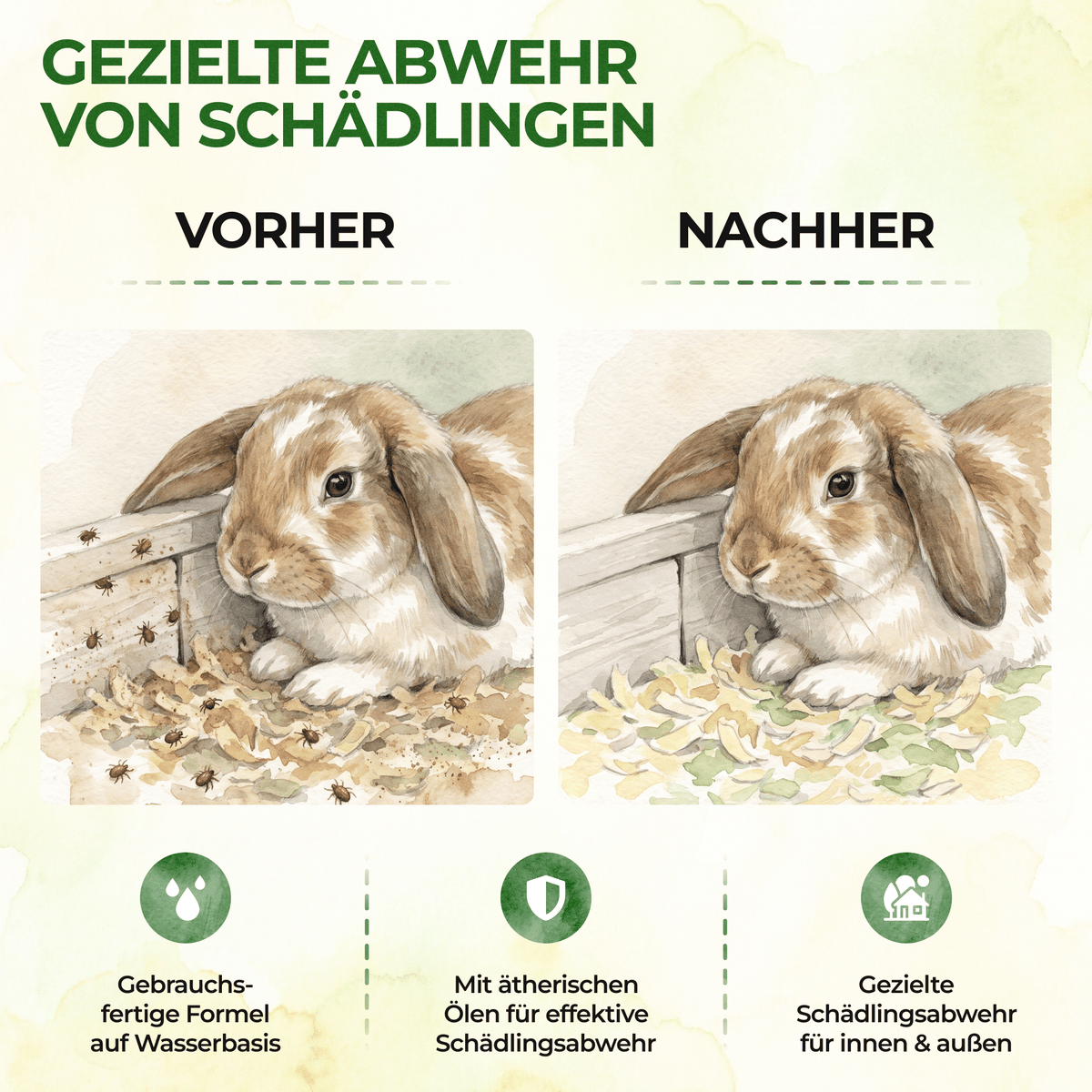 Milben-Abwehrspray für Kleintiere – Power-Konzentrat 500 ml - Green Guardia - Ihr Experte für Schädlinge und Pflanzen
