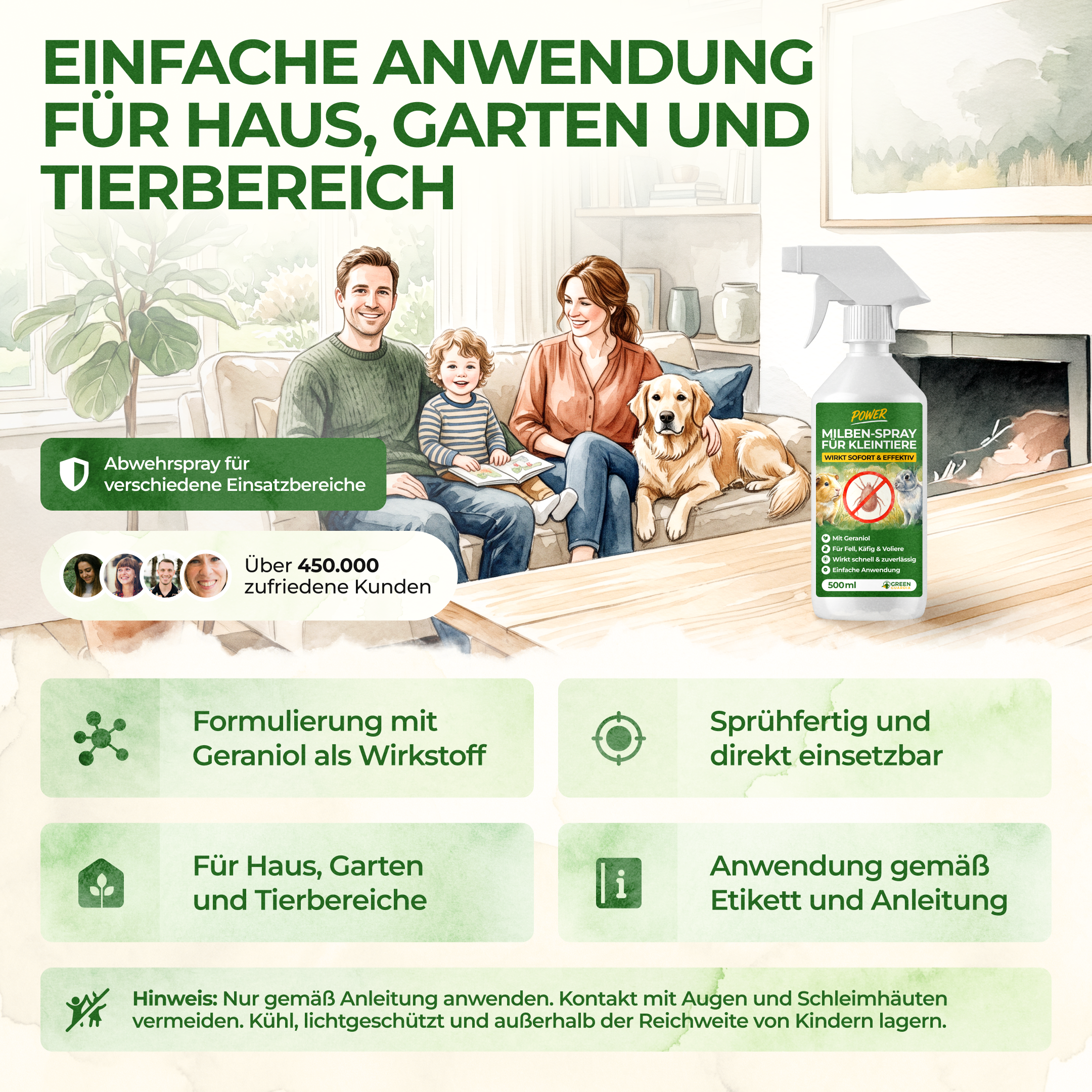 Milben-Abwehrspray für Kleintiere – Power-Konzentrat 500 ml