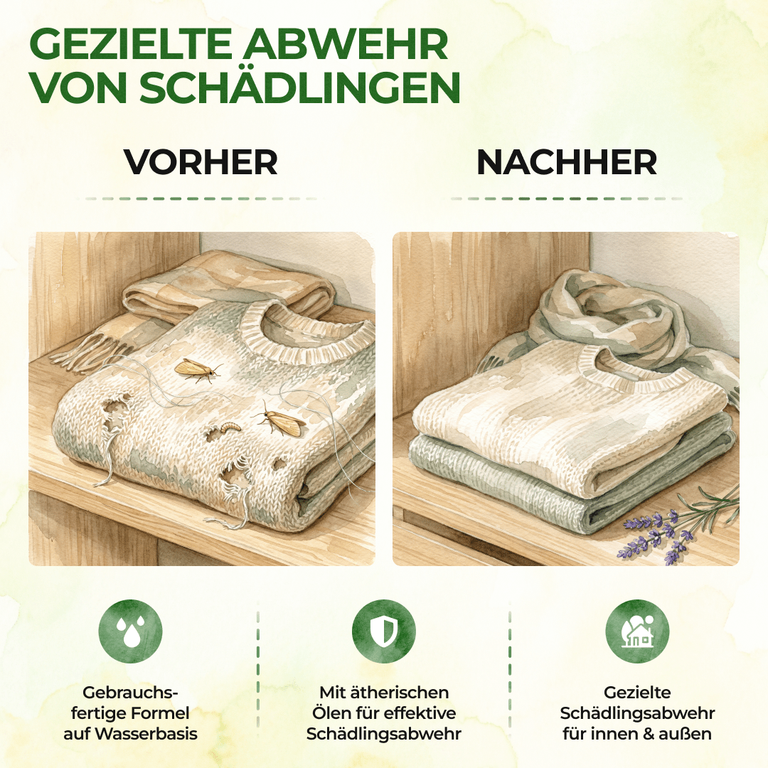 Motten-Abwehrspray Power-Konzentrat - 500ml - Green Guardia - Ihr Experte für Schädlinge und Pflanzen