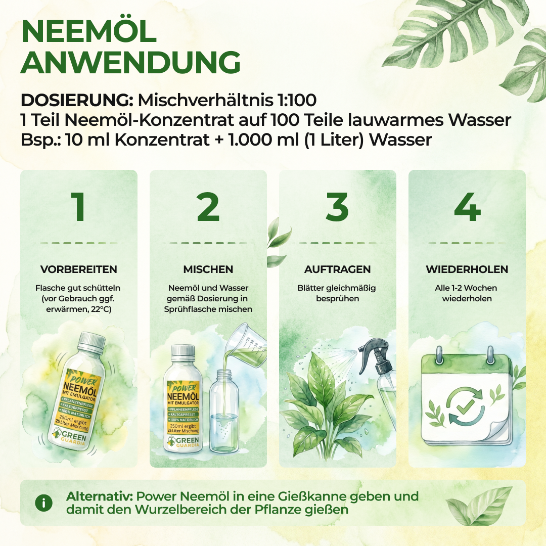 Power Neem-olja med emulgeringsmedel för krukväxter och trädgård