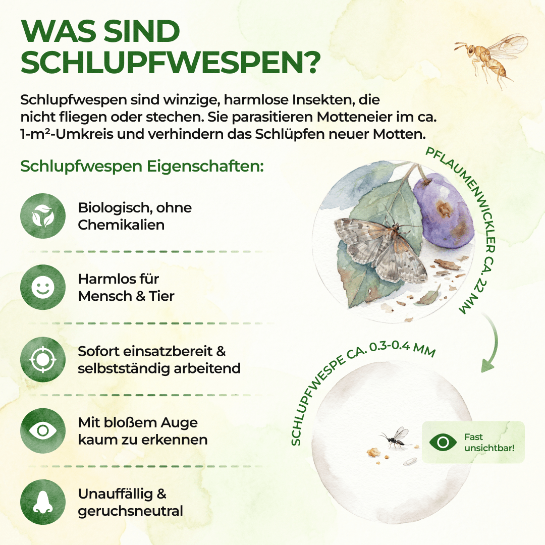 Schlupfwespen gegen Pflaumenwickler - Green Guardia - Ihr Experte für Schädlinge und Pflanzen