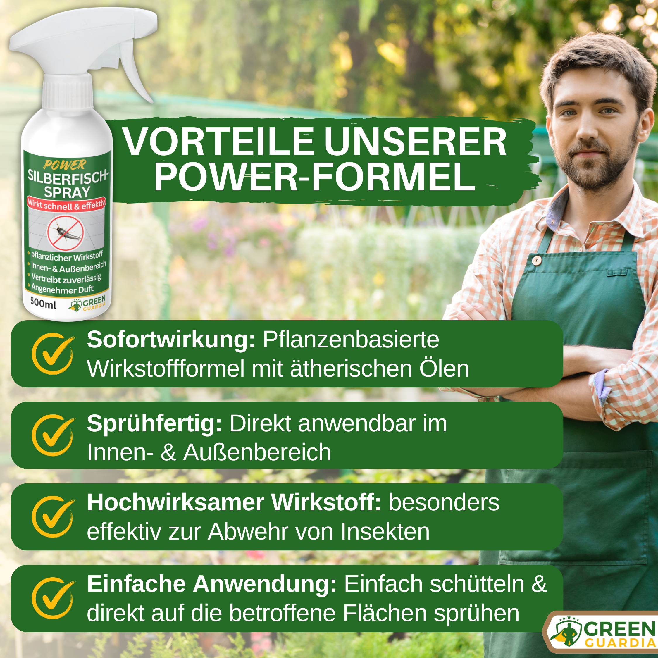 Silberfisch / Papierfisch Abwehrspray Power - Konzentrat - Green Guardia - Ihr Experte für Schädlinge und Pflanzen
