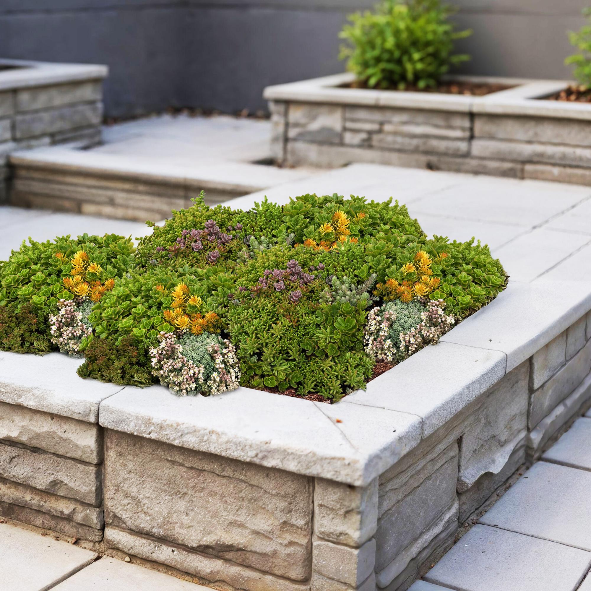 Tappeto tappezzante composto da 10 specie di Sedum – resistente all’inverno, 50 × 30 cm