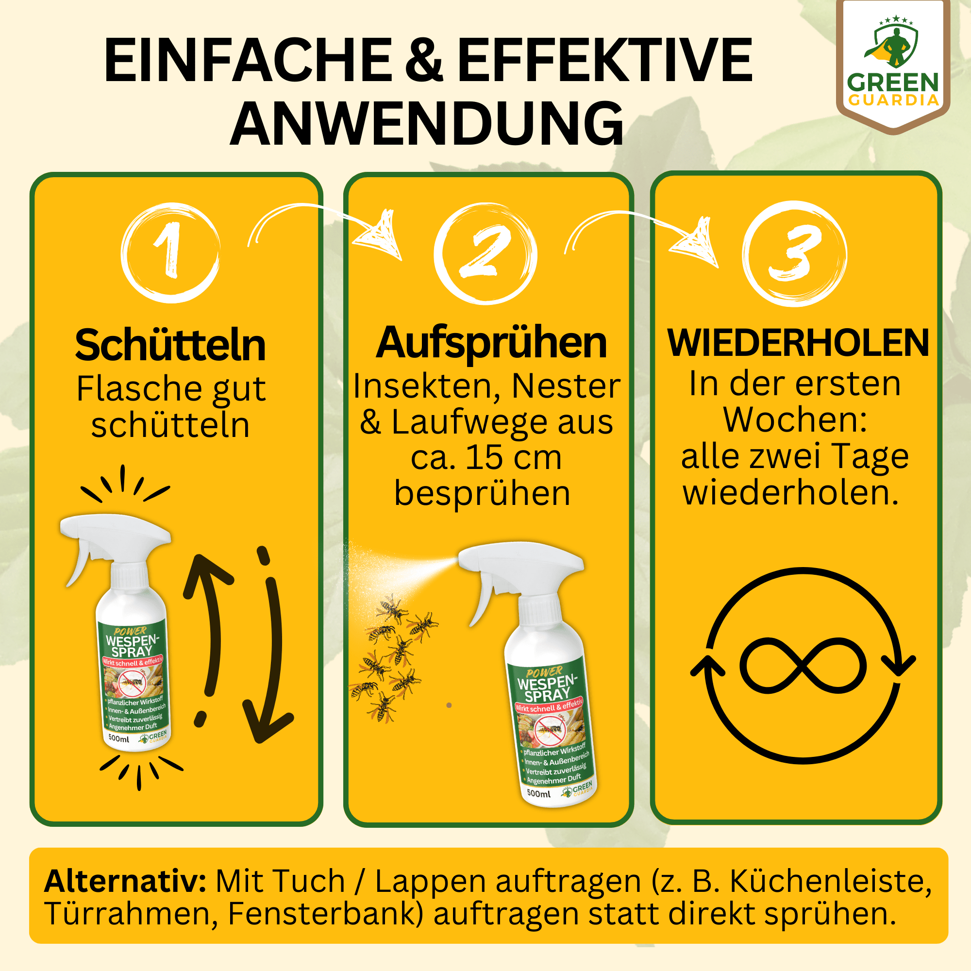 Wespen - Abwehrspray Power - Konzentrat - Green Guardia - Ihr Experte für Schädlinge und Pflanzen