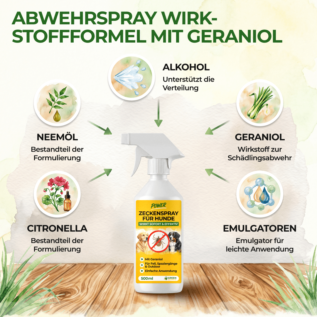 Zecken Abwehrspray Power-Konzentrat für Hunde - 500ml - Green Guardia - Ihr Experte für Schädlinge und Pflanzen