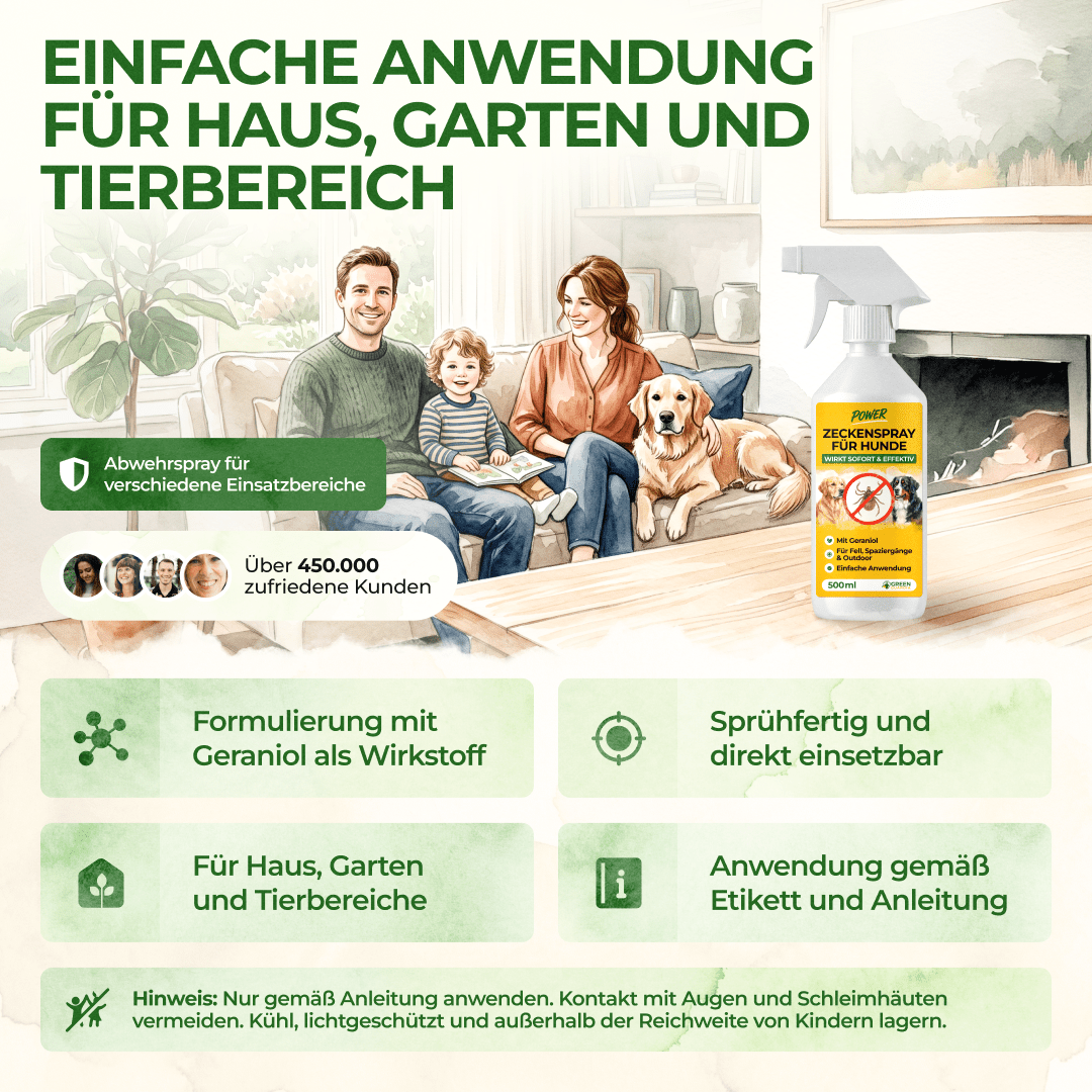 Zecken Abwehrspray Power-Konzentrat für Hunde - 500ml - Green Guardia - Ihr Experte für Schädlinge und Pflanzen