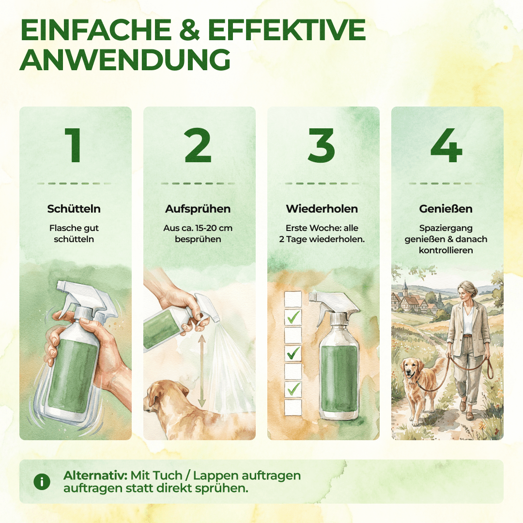 Zecken Abwehrspray Power-Konzentrat für Hunde - 500ml - Green Guardia - Ihr Experte für Schädlinge und Pflanzen