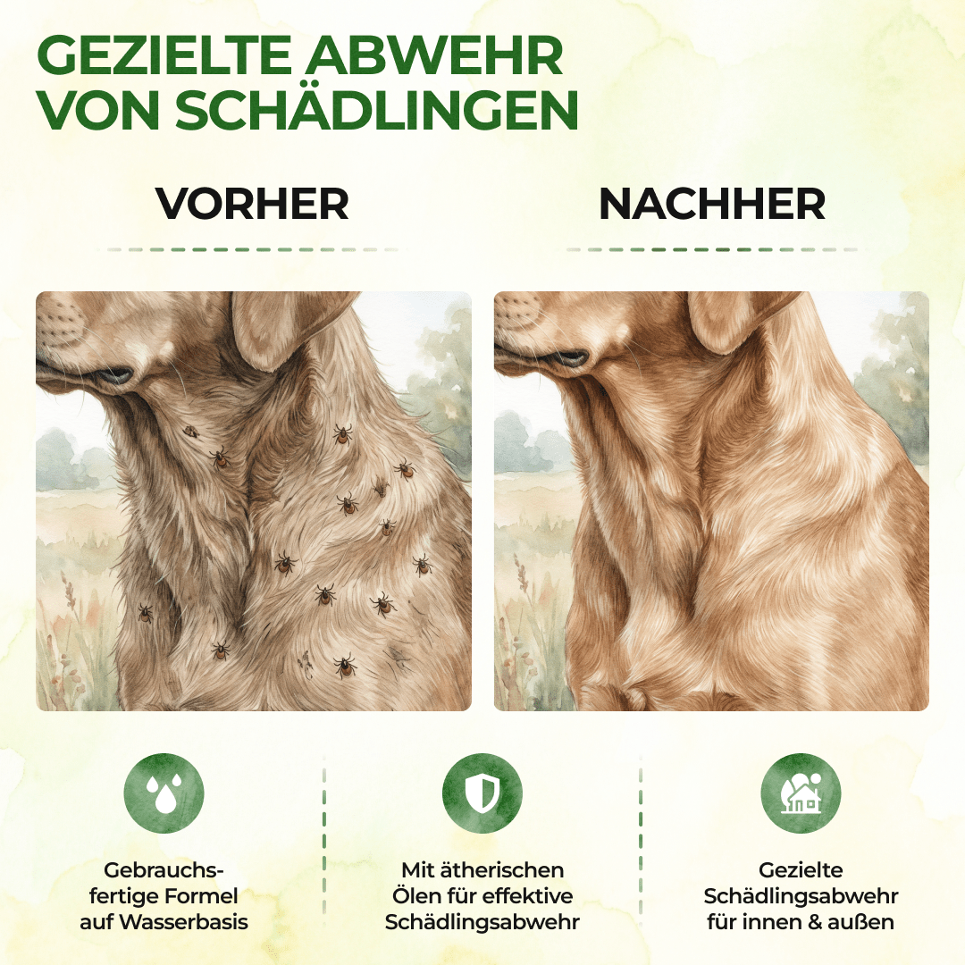 Zecken Abwehrspray Power-Konzentrat für Hunde - 500ml - Green Guardia - Ihr Experte für Schädlinge und Pflanzen